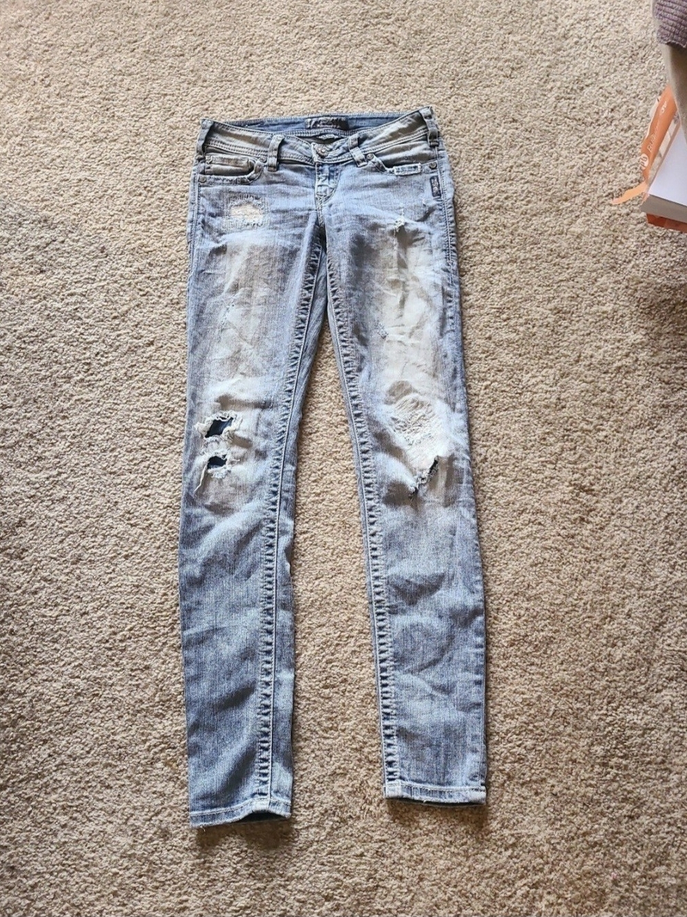 Silver Jeans Light Blue Distressed Women's Skinny Jeans